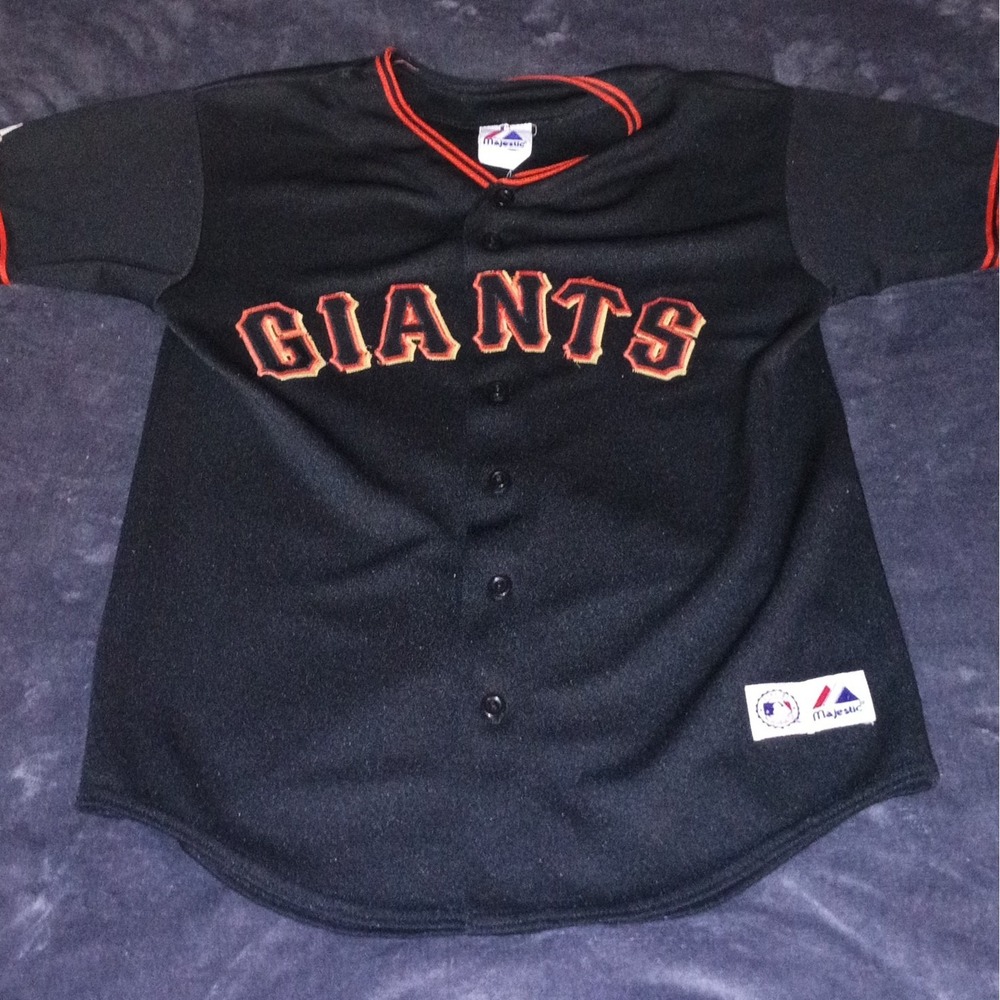 VTG Majestic San Francisco Giants MLB Black Baseball Jersey, Large Made in USA